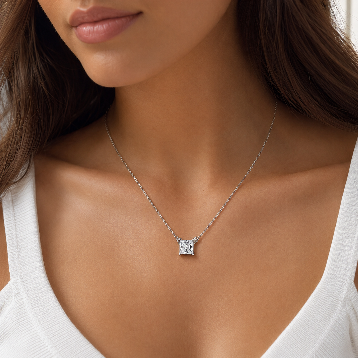 The Amélie Princess-Cut Moissanite Necklace