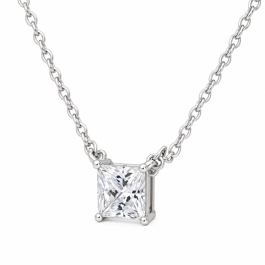 The Amélie Princess-Cut Moissanite Necklace