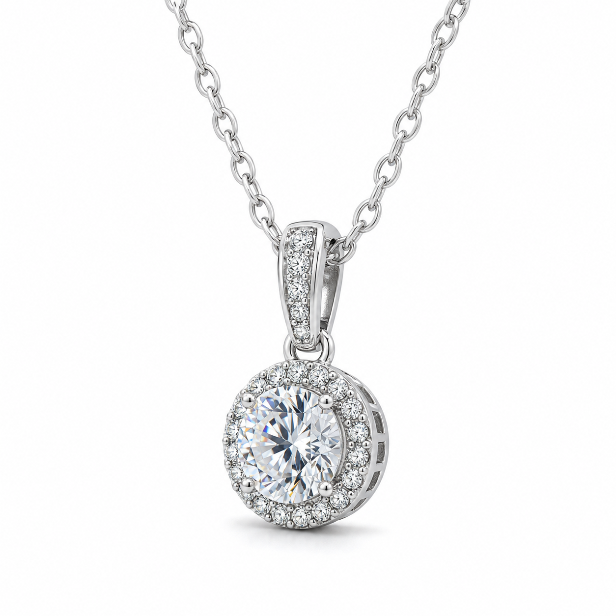 The Halo Pendant Moissanite Necklace