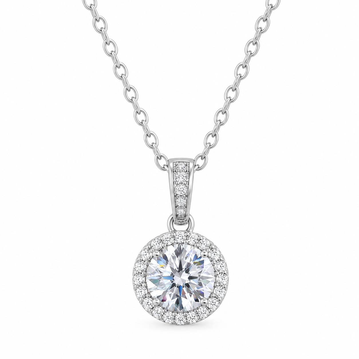 The Halo Pendant Moissanite Necklace