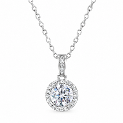 The Halo Pendant Moissanite Necklace