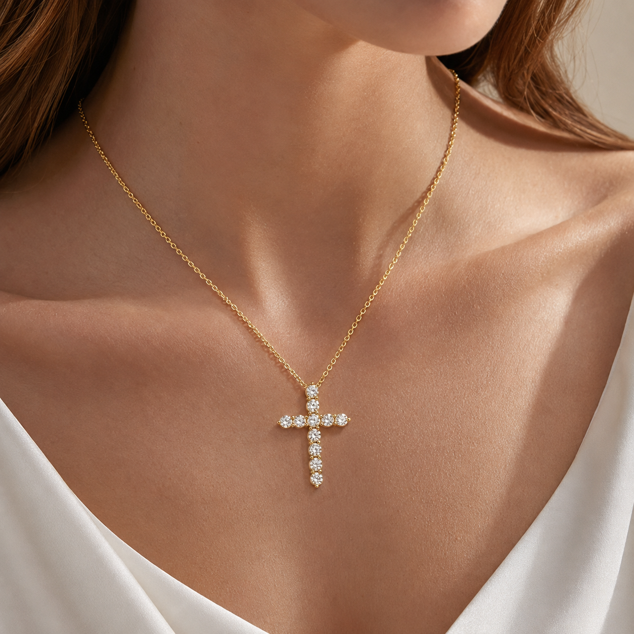 The Lucien Moissanite Cross Necklace