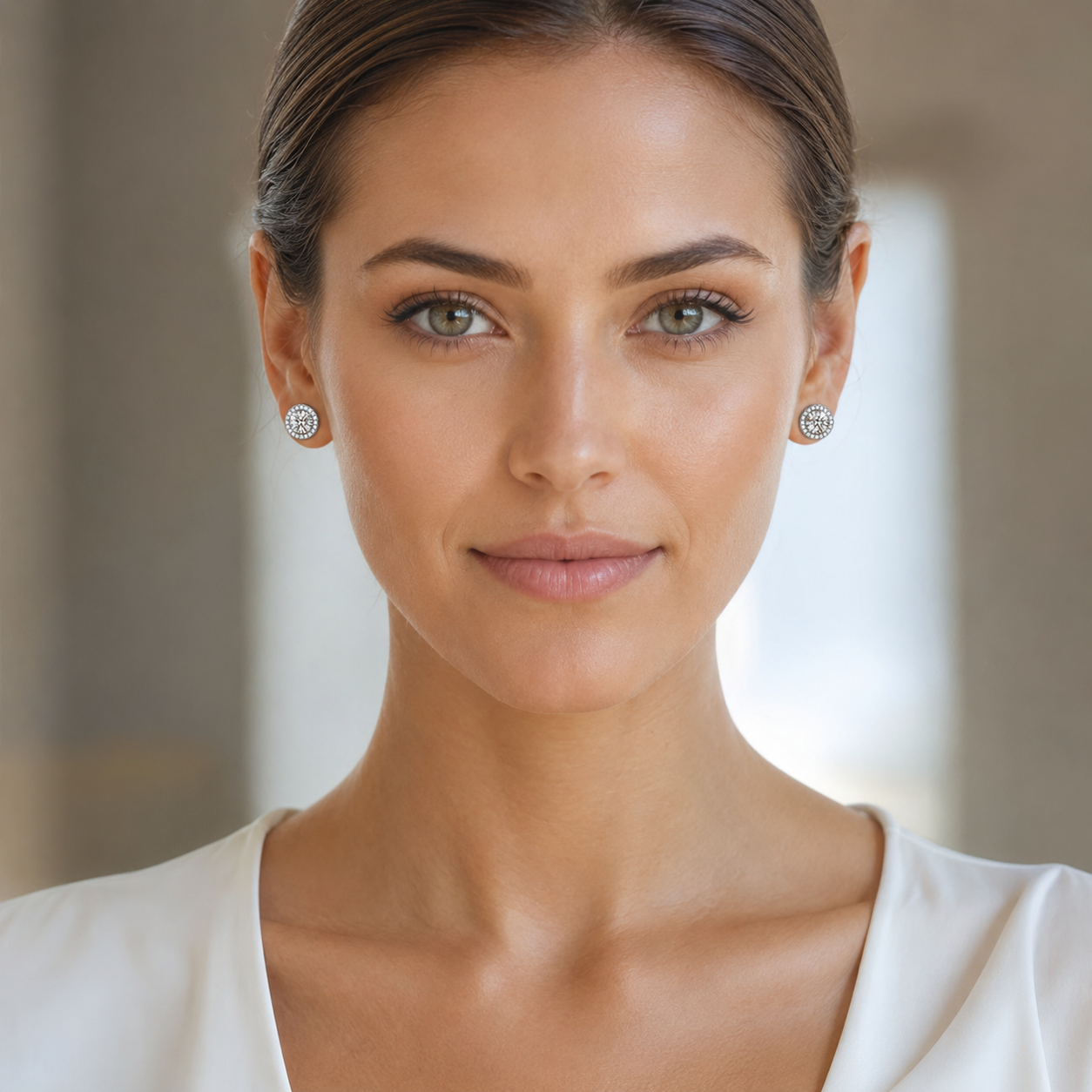 Lumière™ Moissanite Halo Stud Earrings