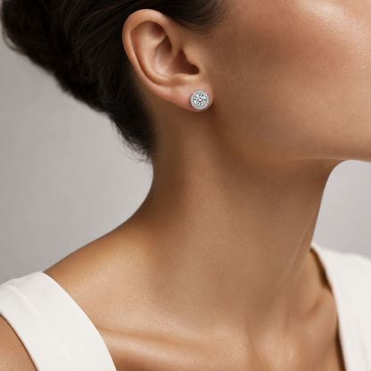 Lumière™ Moissanite Halo Stud Earrings