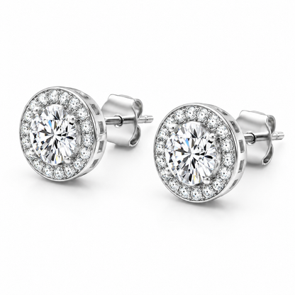 Lumière™ Moissanite Halo Stud Earrings