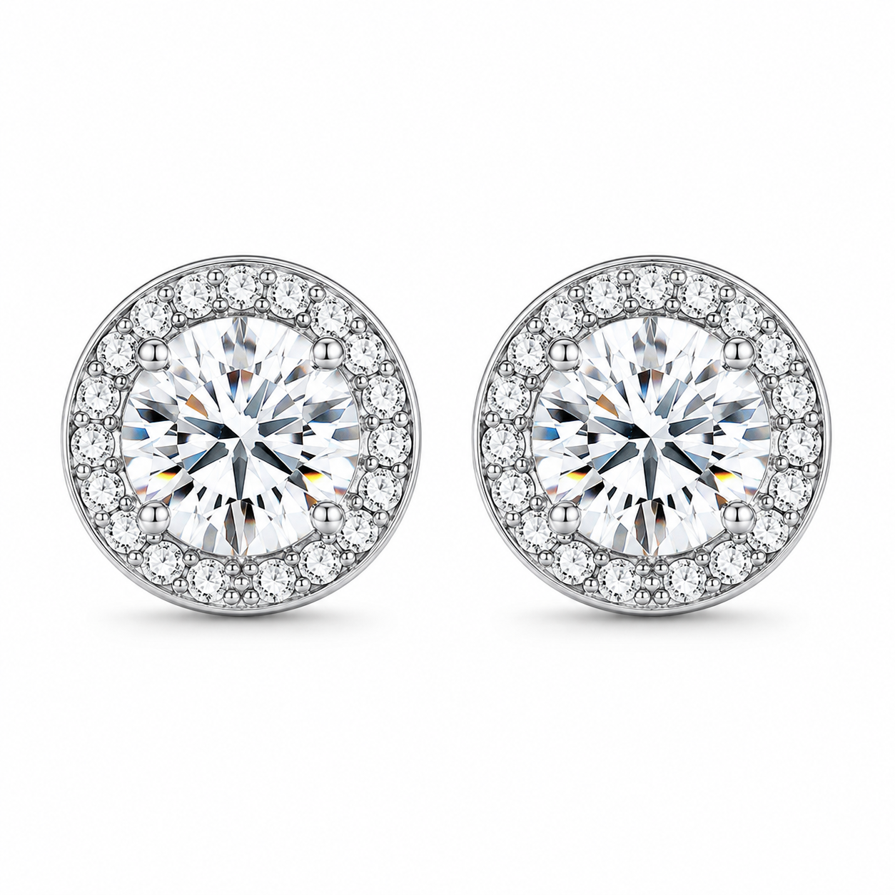 Lumière™ Moissanite Halo Stud Earrings