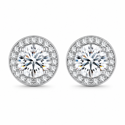 Lumière™ Moissanite Halo Stud Earrings