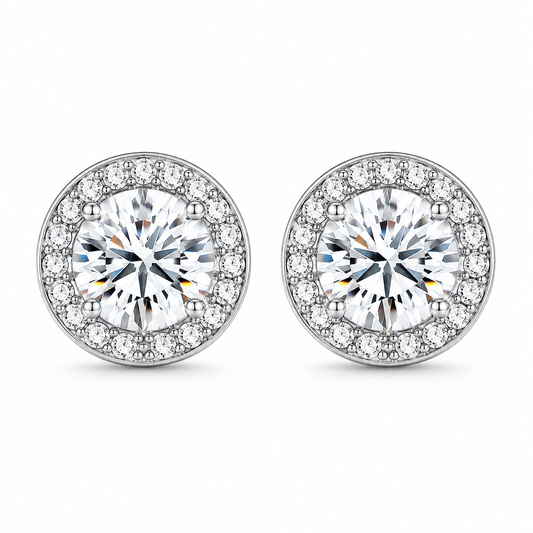 Lumière™ Moissanite Halo Stud Earrings