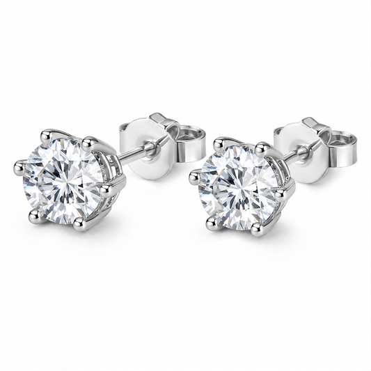 Moissanite Solitaire Stud Earrings
